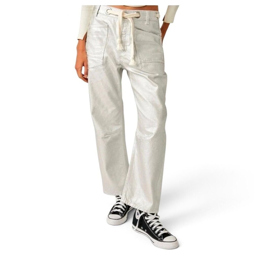 Free People We The Free Metallic Moxie Jeans. NWOT